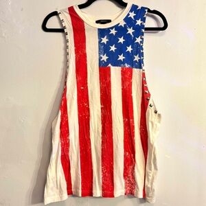 🇺🇸☆☆red white n blue studded American flag tank top